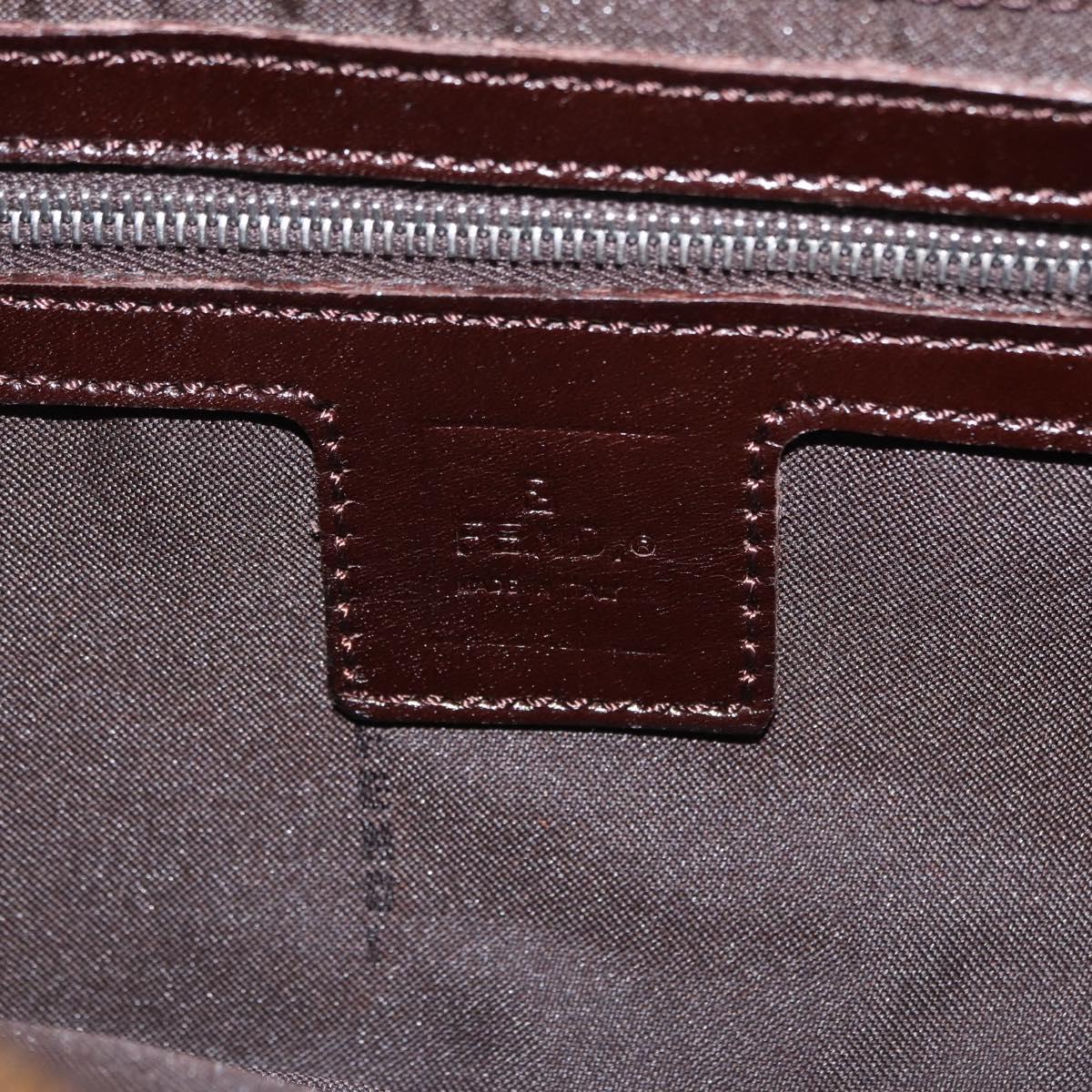FENDI Zucca Canvas Mamma Baguette Shoulder Bag Black Brown Auth 206109V
