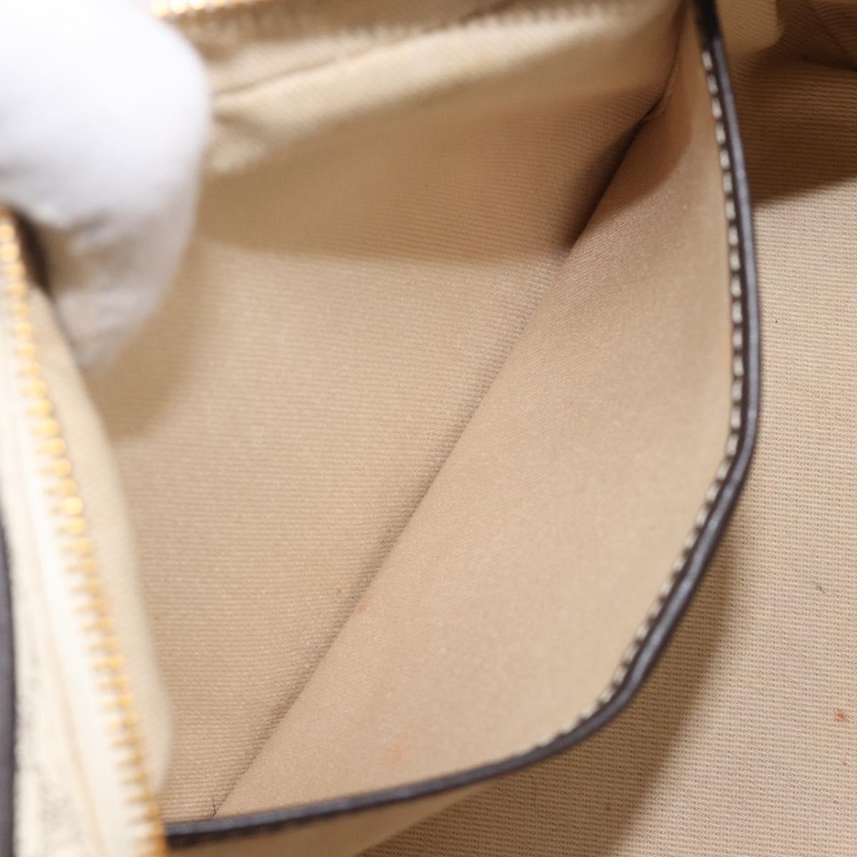 CELINE Macadam Canvas Boston Bag PVC Leather White Gold Auth 206111V