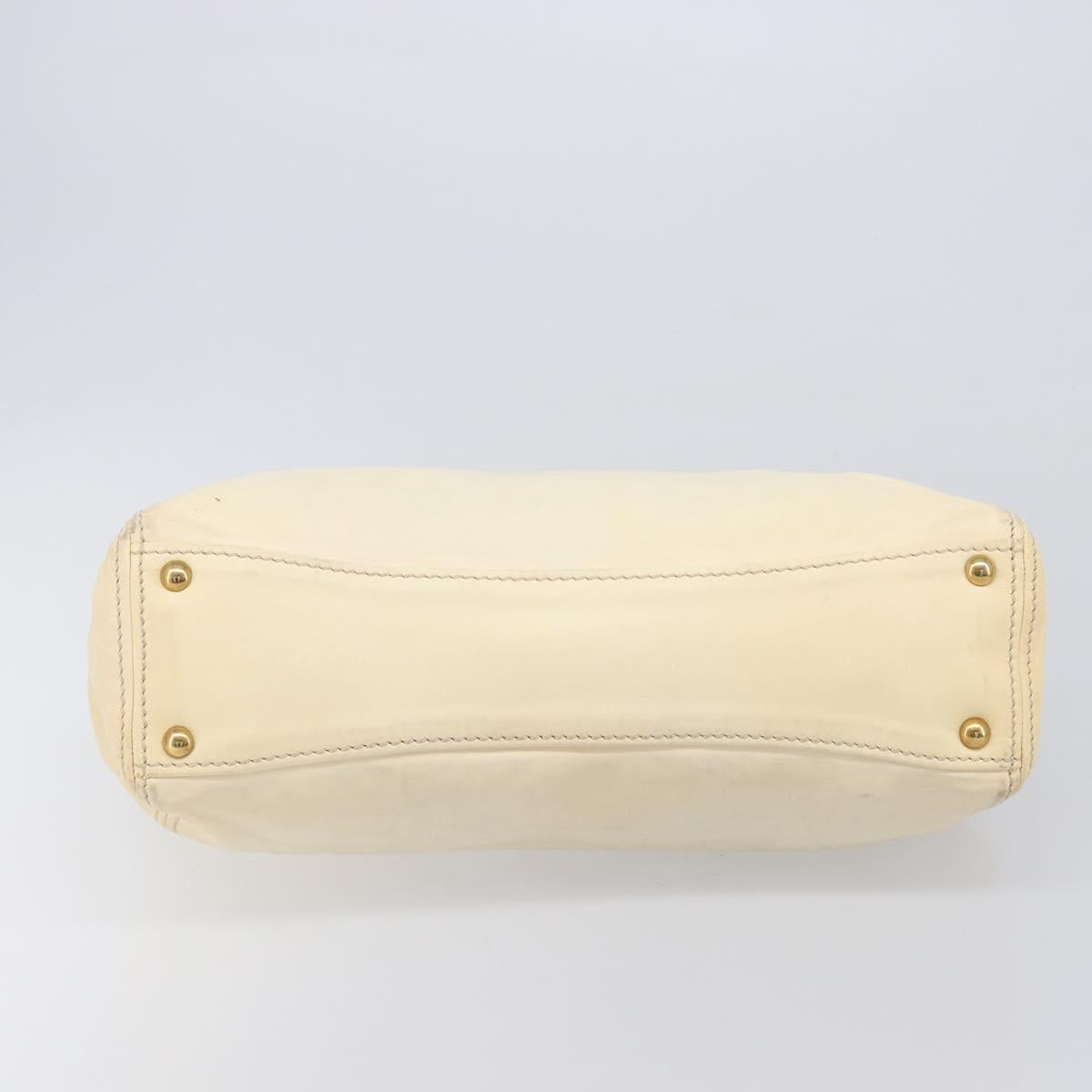 Miu Miu Hand Bag Leather Ivory Gold Auth 206112A