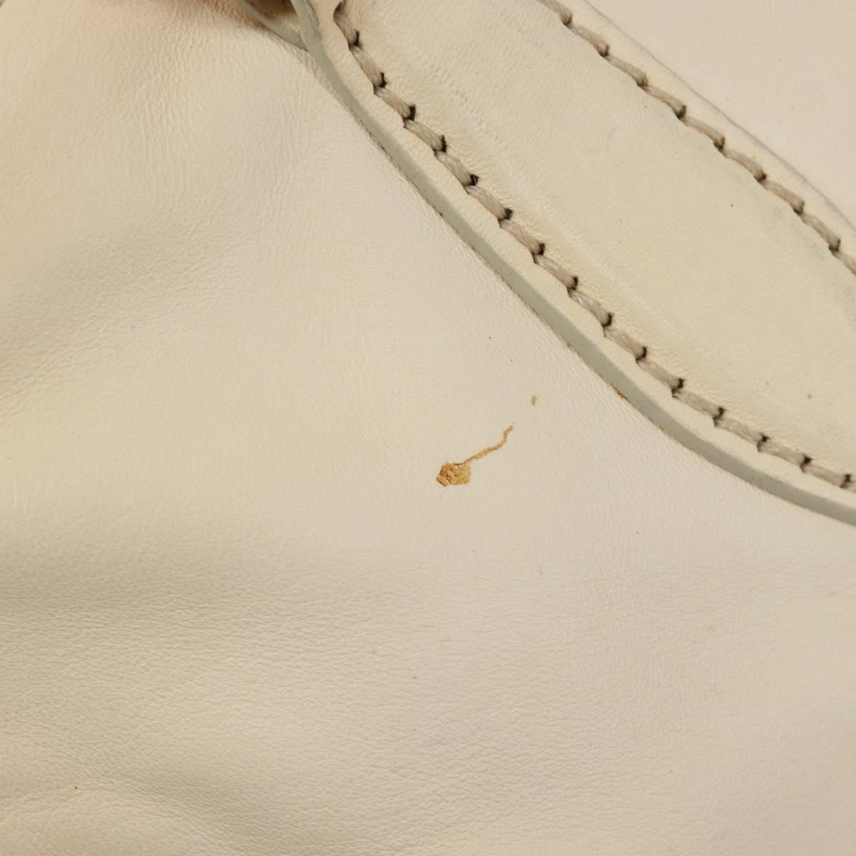 Miu Miu Hand Bag Leather Ivory Gold Auth 206112A