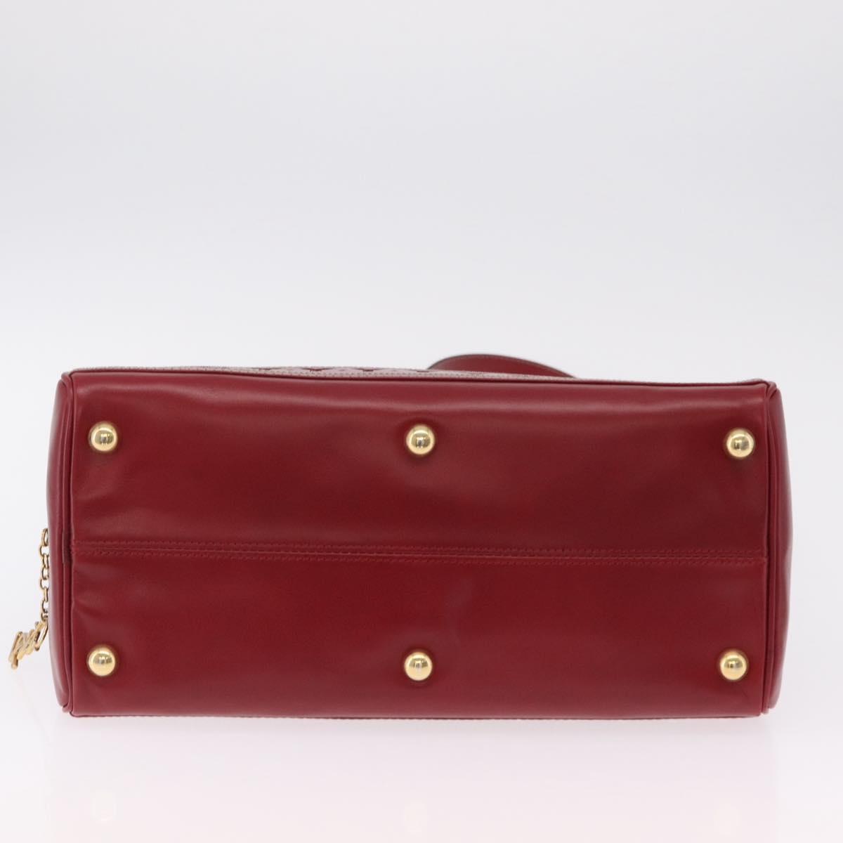 SAINT LAURENT Hand Bag Leather 2way Red Gold Auth 206113V
