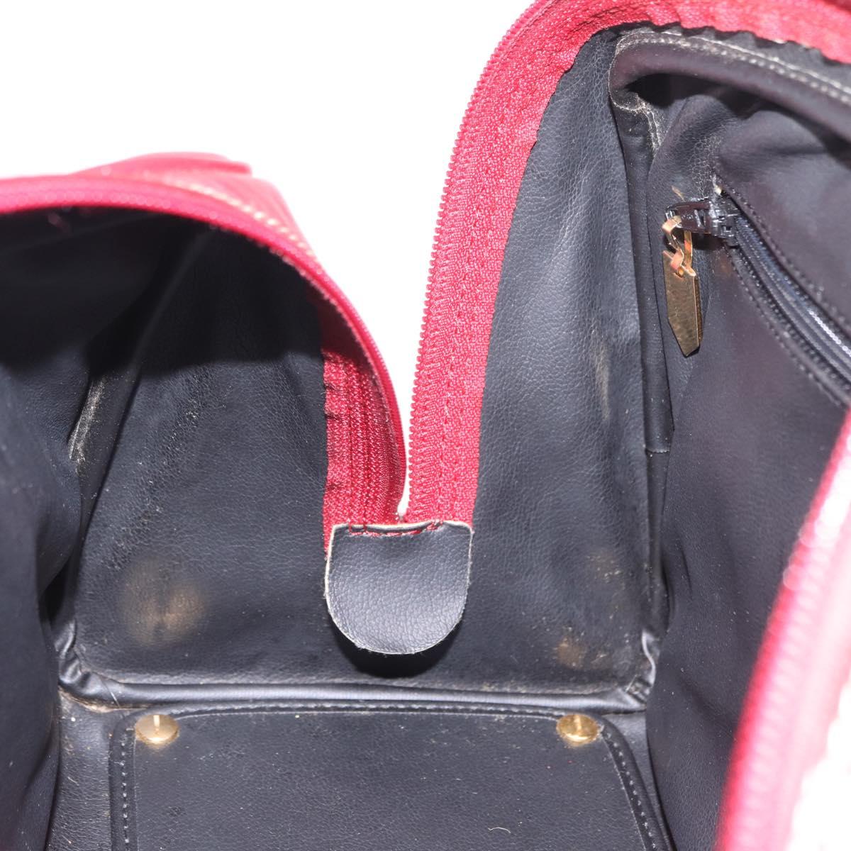 SAINT LAURENT Hand Bag Leather 2way Red Gold Auth 206113V