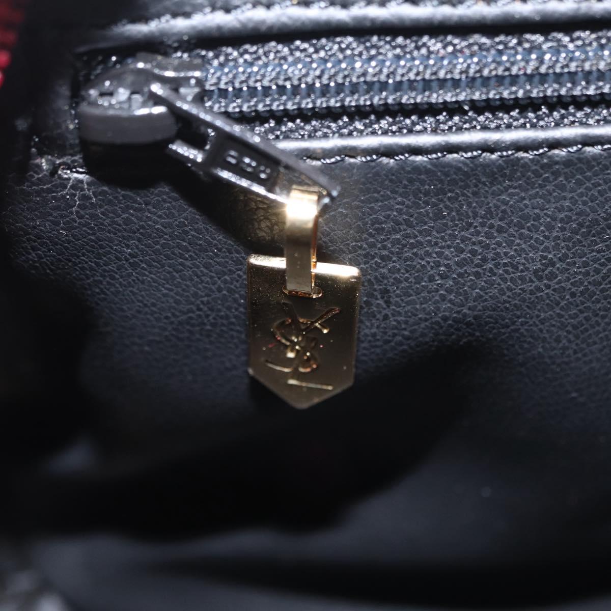 SAINT LAURENT Hand Bag Leather 2way Red Gold Auth 206113V