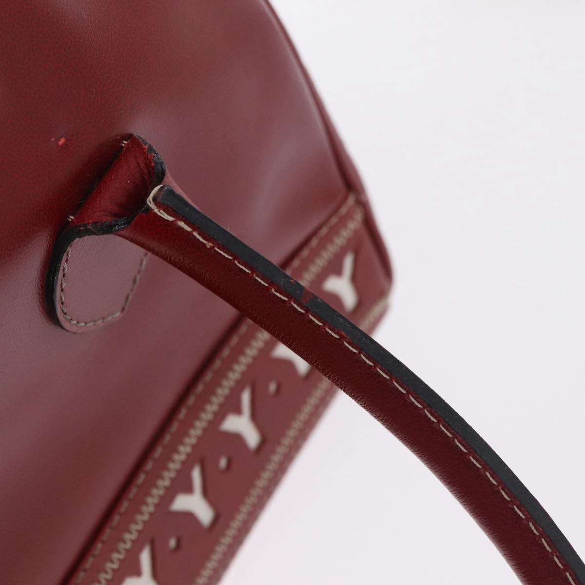 SAINT LAURENT Hand Bag Leather 2way Red Gold Auth 206113V