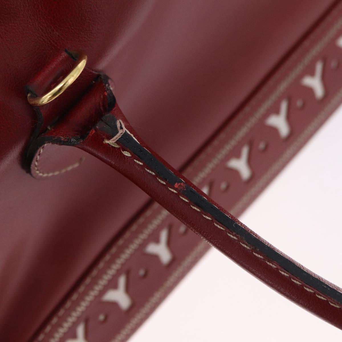 SAINT LAURENT Hand Bag Leather 2way Red Gold Auth 206113V