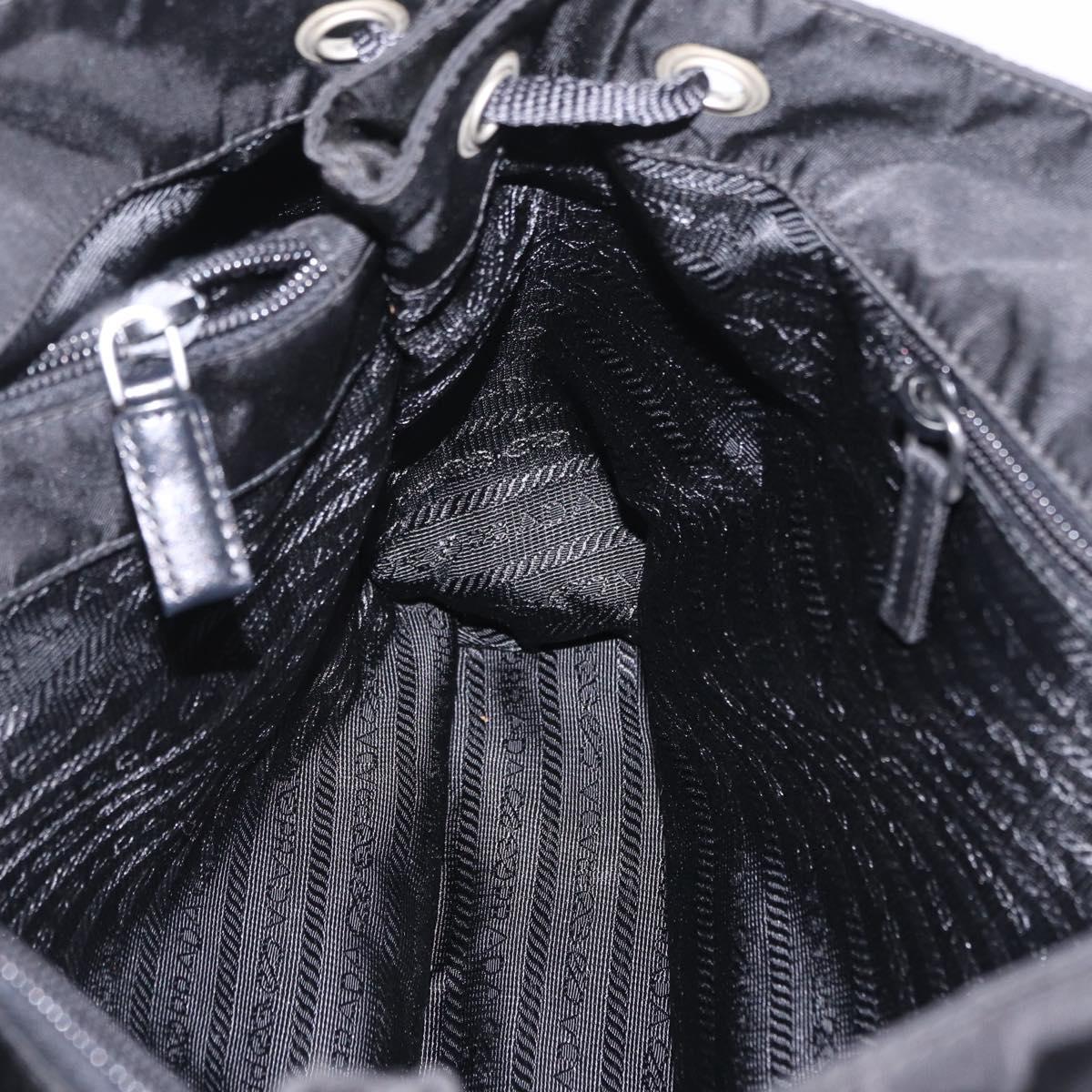 PRADA Tote Bag Nylon Black Silver Auth 206115V