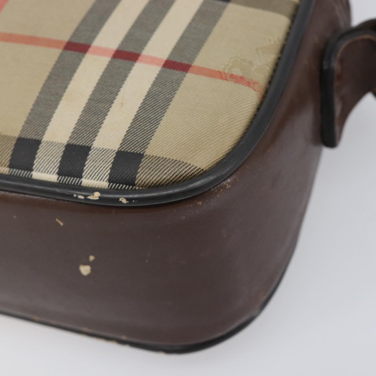 Burberrys Nova Check Shoulder Bag Canvas Beige Gold Auth 206119