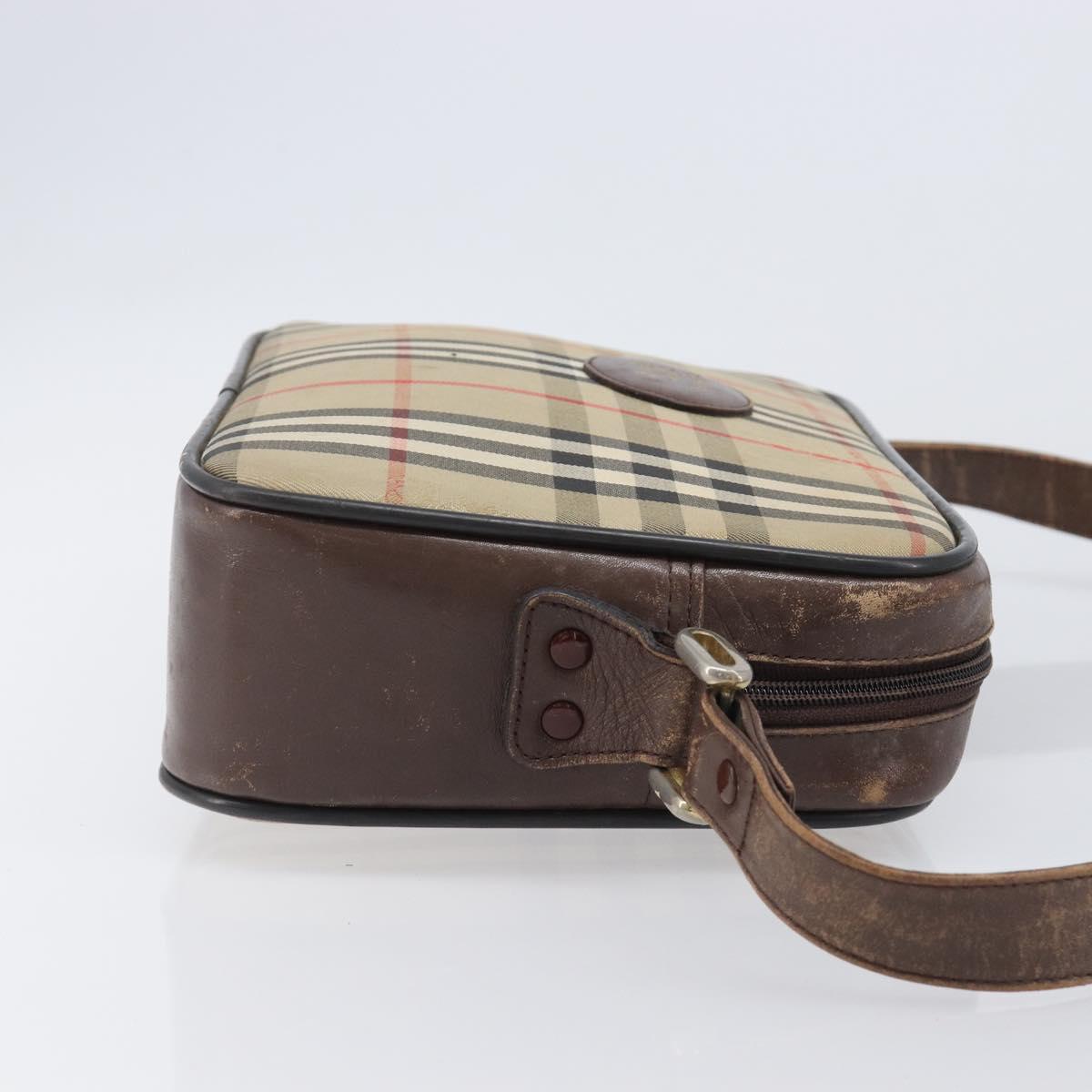 Burberrys Nova Check Shoulder Bag Canvas Beige Gold Auth 206119