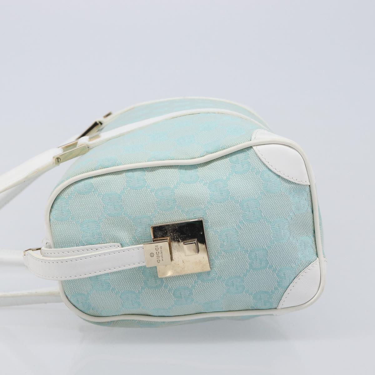 GUCCI GG Canvas Hand Bag Light Blue Gold 000 0851 Auth 206122A