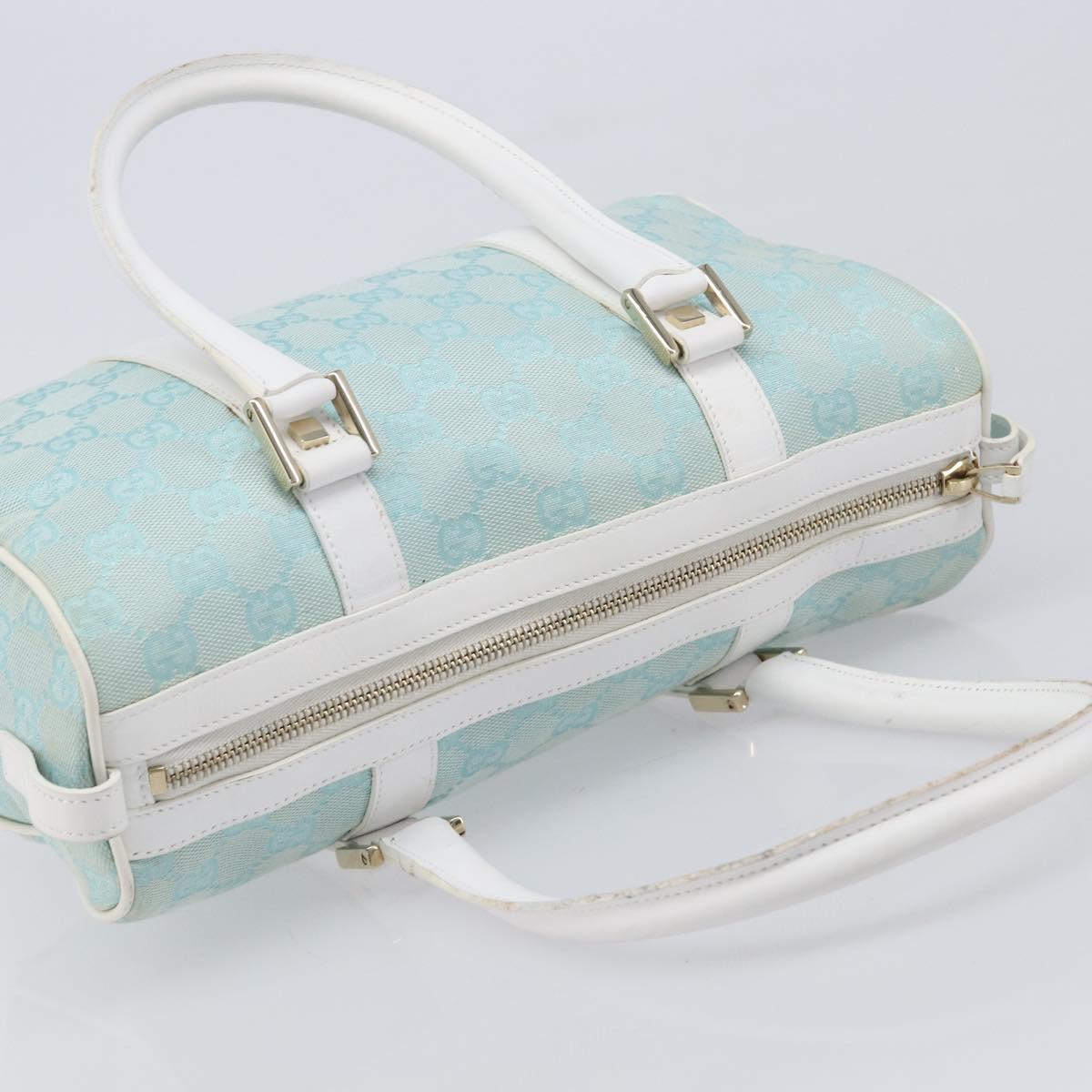 GUCCI GG Canvas Hand Bag Light Blue Gold 000 0851 Auth 206122A