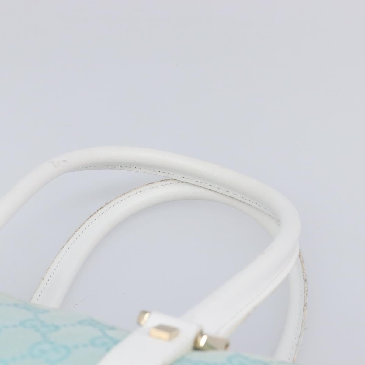 GUCCI GG Canvas Hand Bag Light Blue Gold 000 0851 Auth 206122A