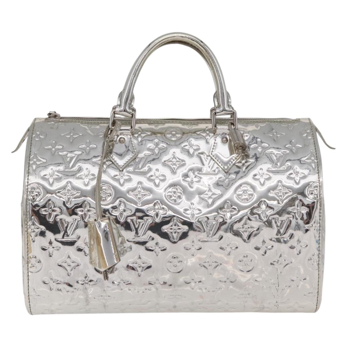 LOUIS VUITTON Monogram Miroir Speedy 30 Bag Silver Argent M95786 Auth 206125SAV