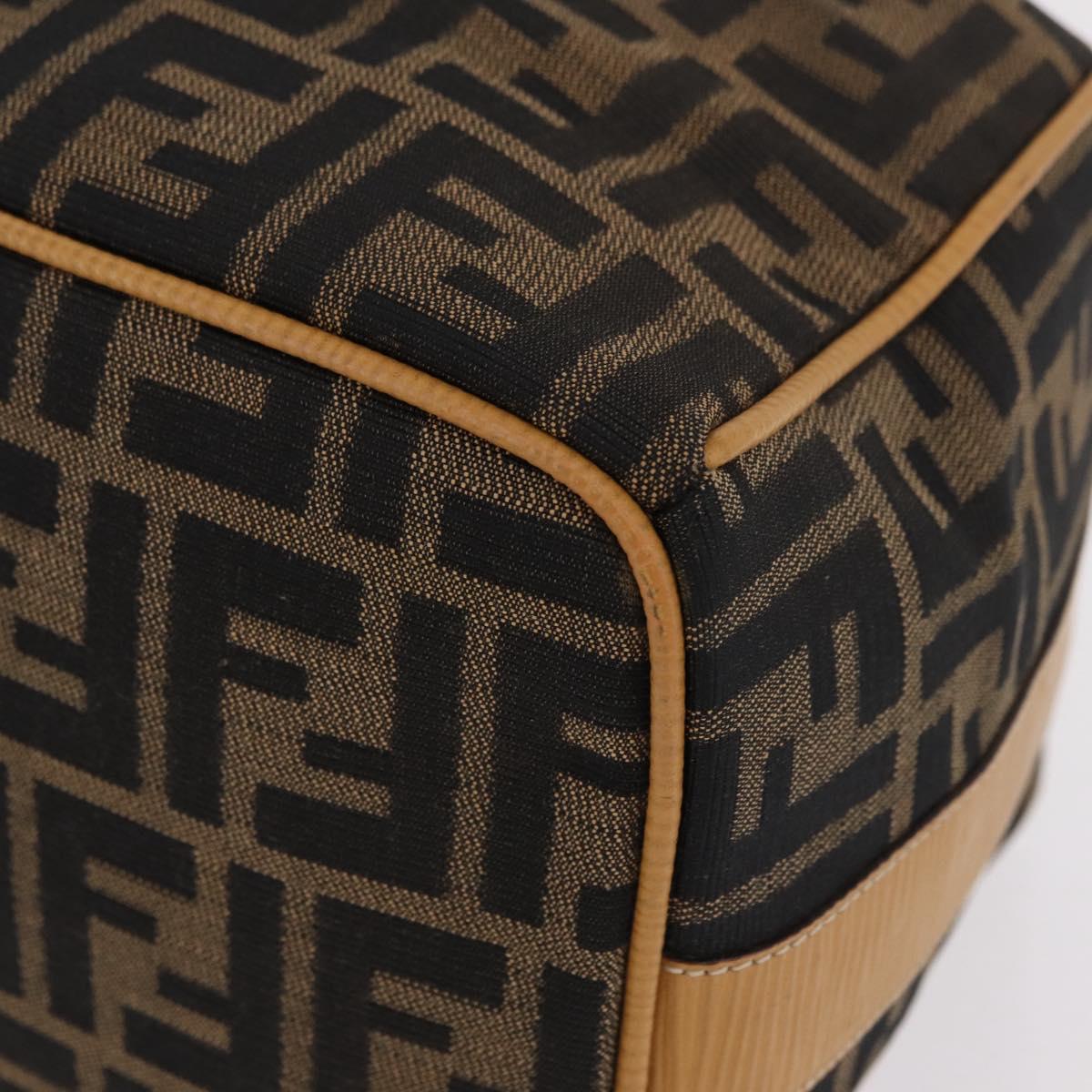 FENDI Zucca Canvas Vanity Hand Bag Black Brown Auth 206127V