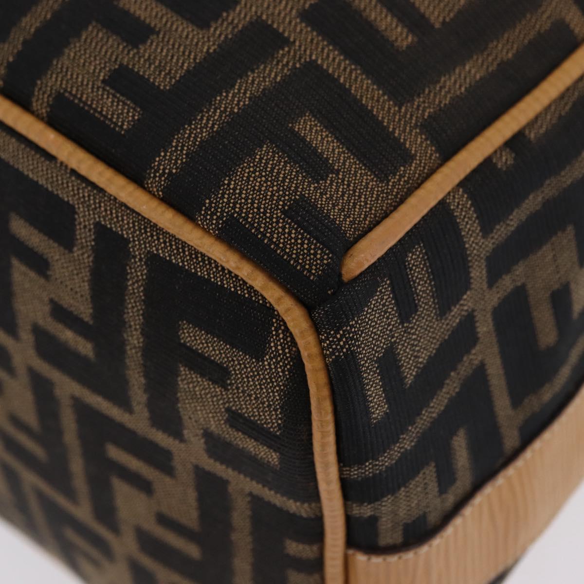 FENDI Zucca Canvas Vanity Hand Bag Black Brown Auth 206127V