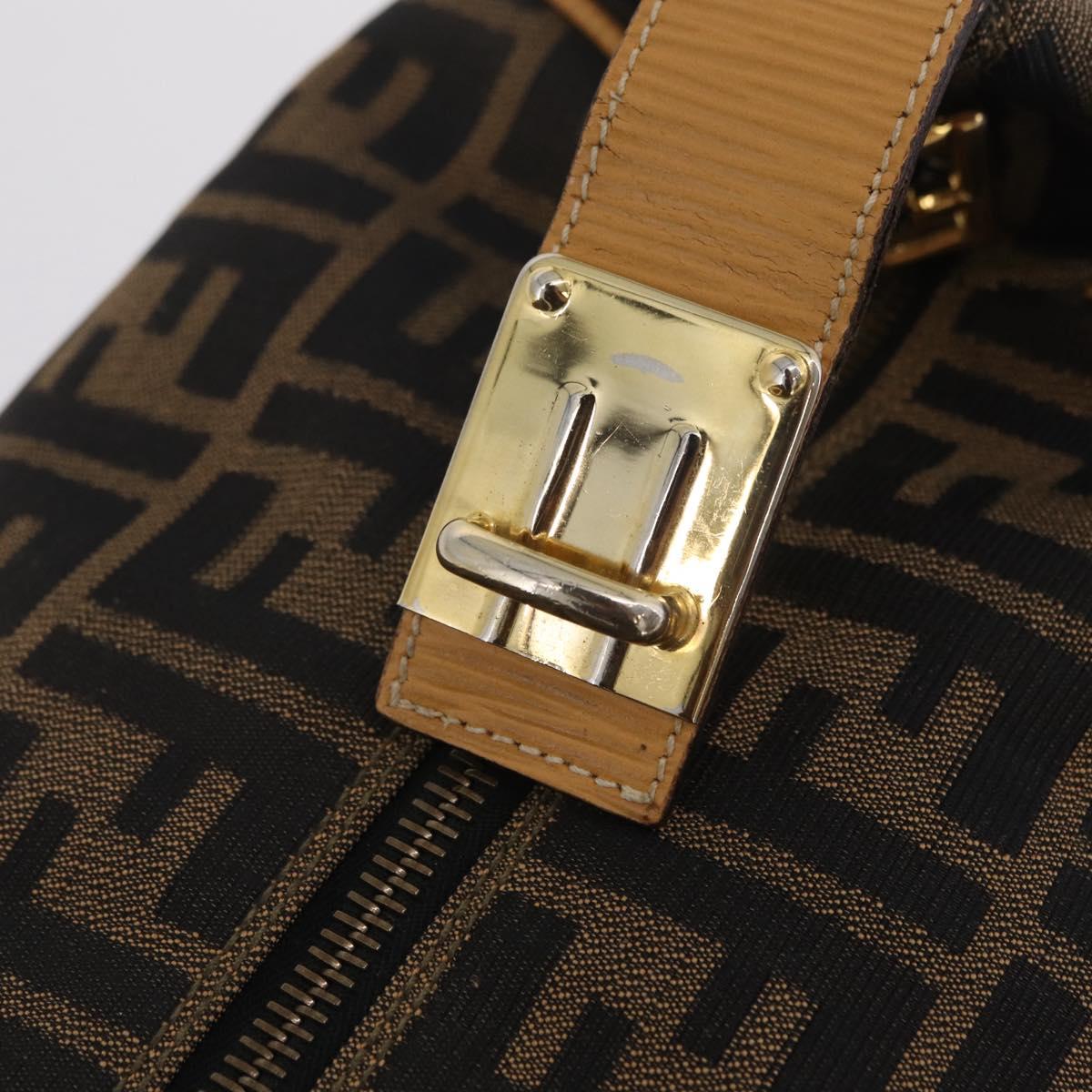 FENDI Zucca Canvas Vanity Hand Bag Black Brown Auth 206127V