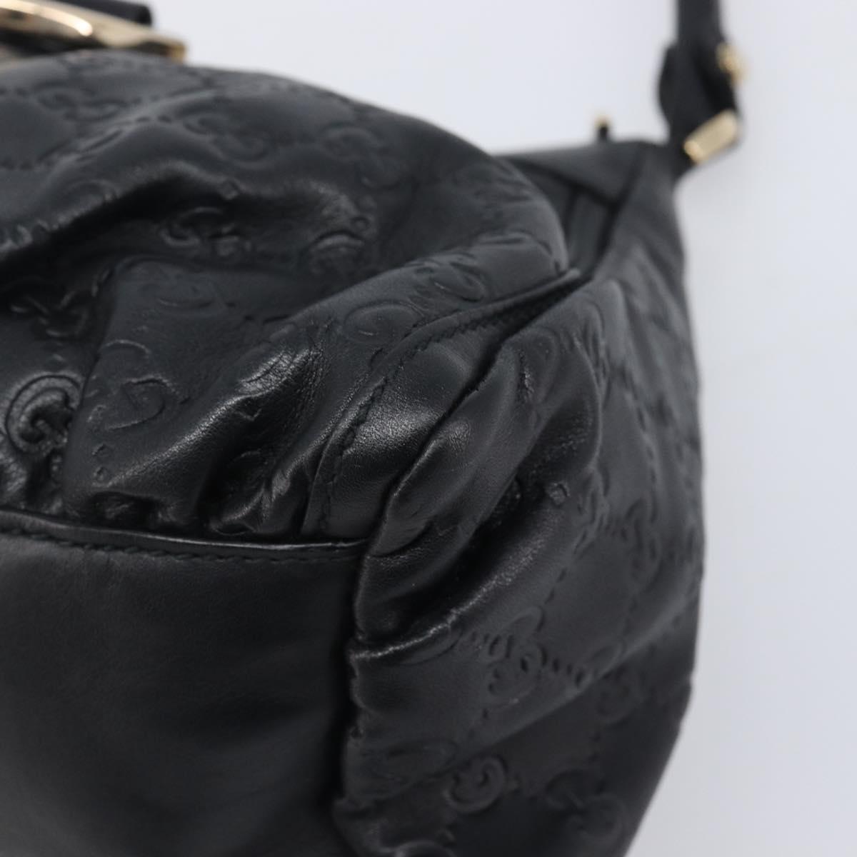 GUCCI GG Canvas Guccissima Abbey Bag Leather Black Gold 190525 Auth 206128V