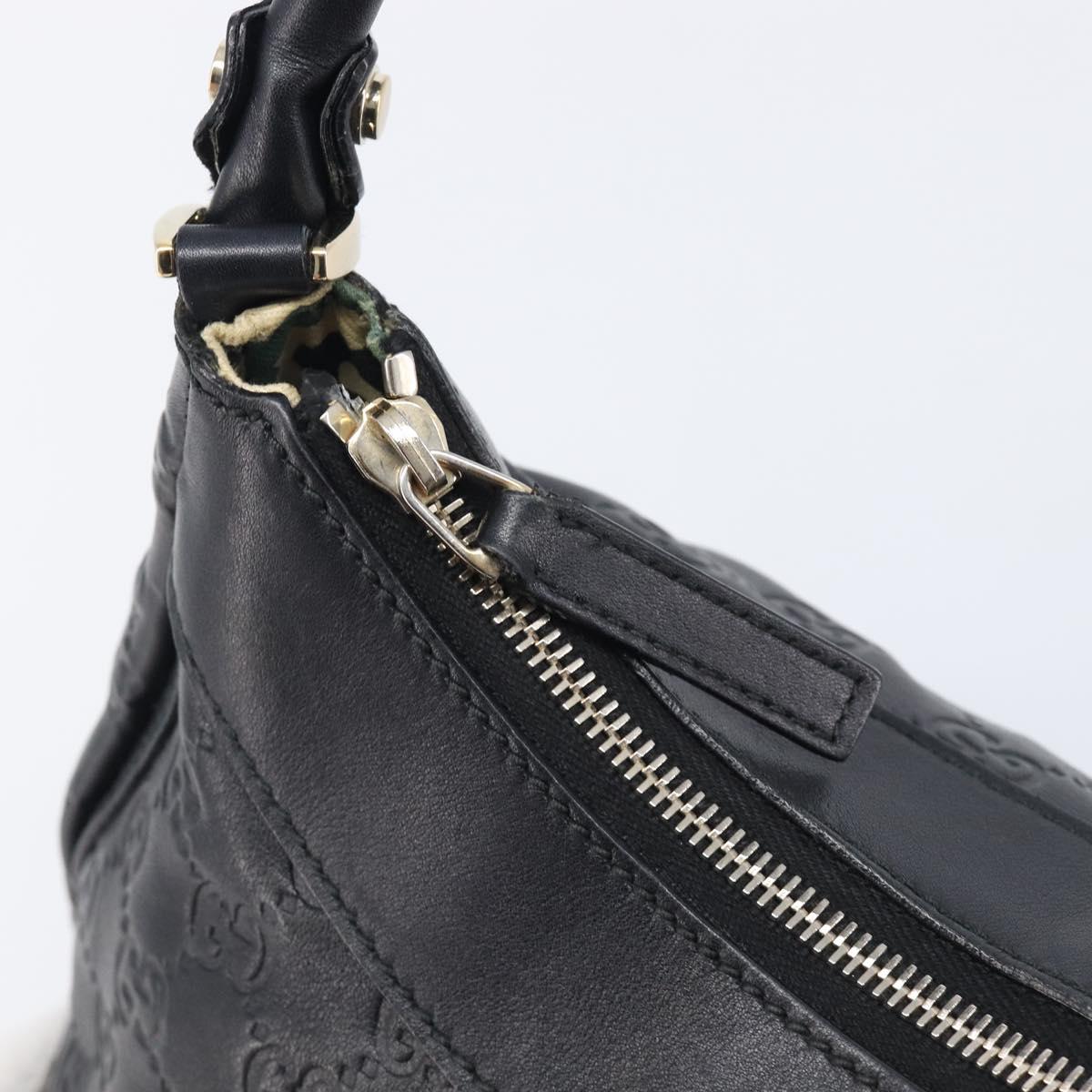 GUCCI GG Canvas Guccissima Abbey Bag Leather Black Gold 190525 Auth 206128V