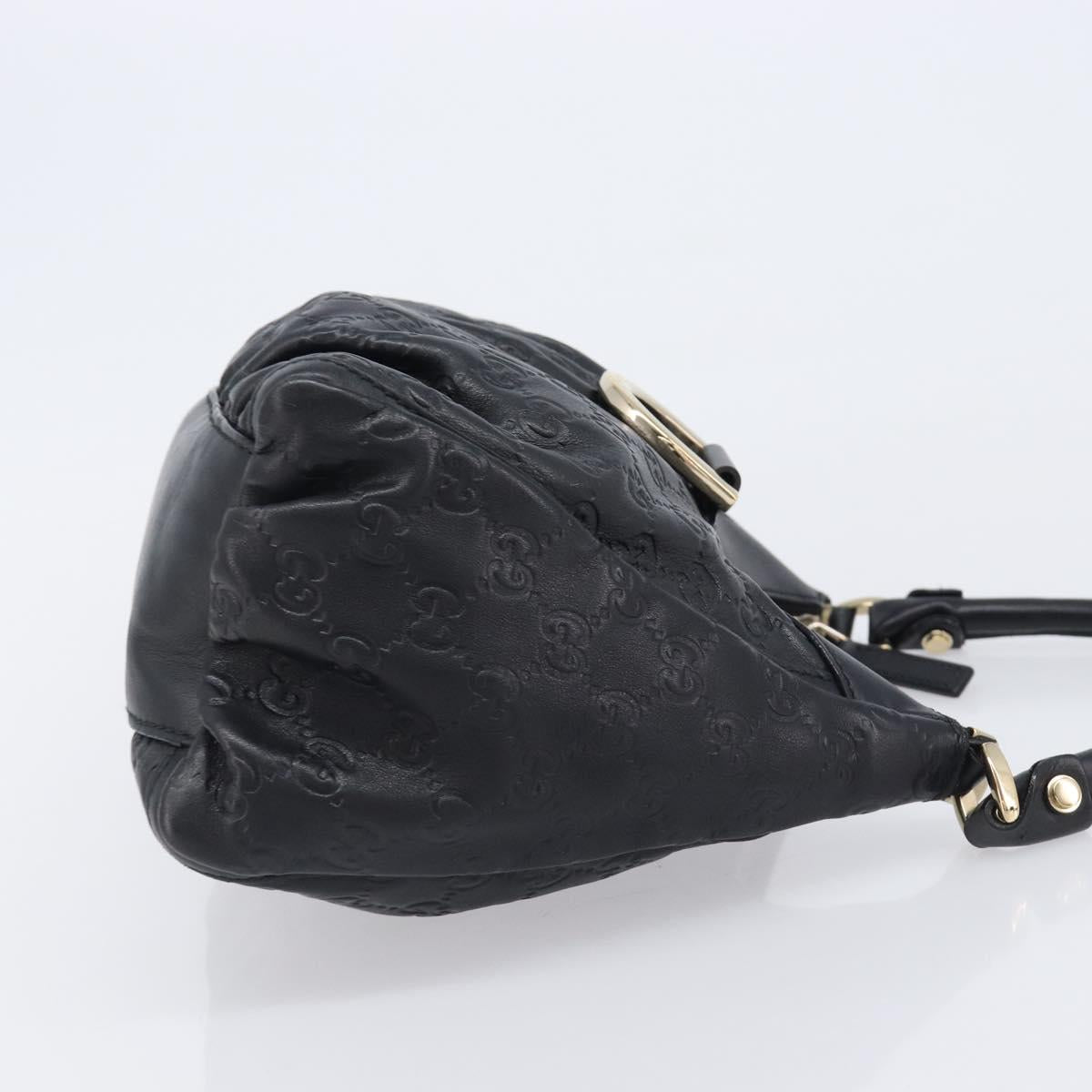GUCCI GG Canvas Guccissima Abbey Bag Leather Black Gold 190525 Auth 206128V