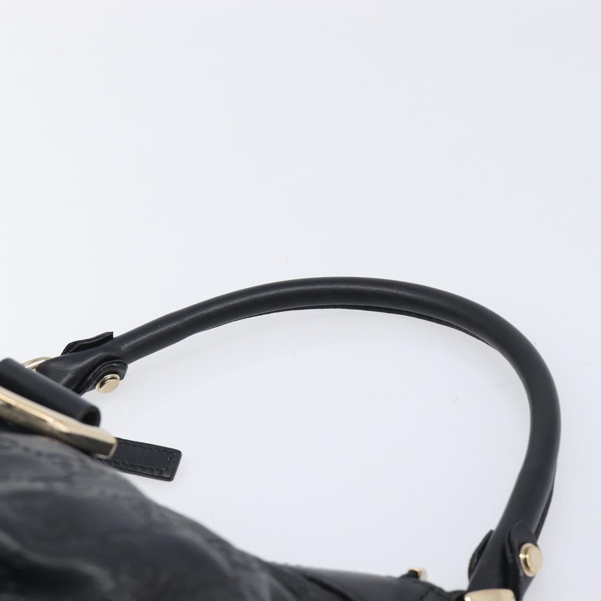 GUCCI GG Canvas Guccissima Abbey Bag Leather Black Gold 190525 Auth 206128V
