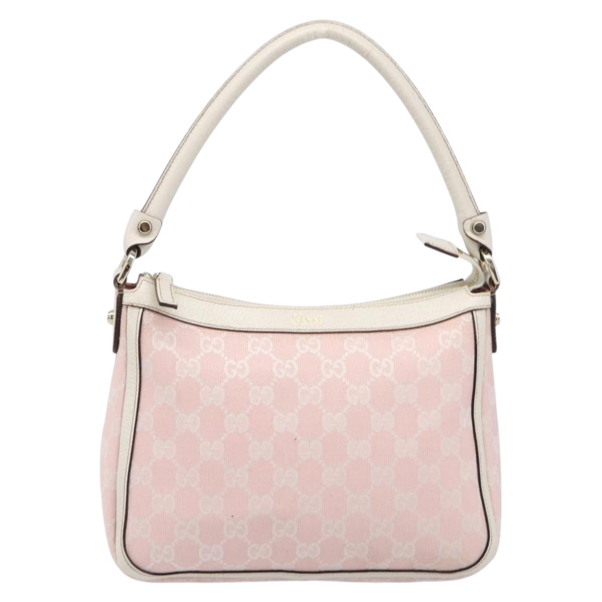 GUCCI GG Canvas Abbey Shoulder Bag Pink Gold 146244 Auth 206129V