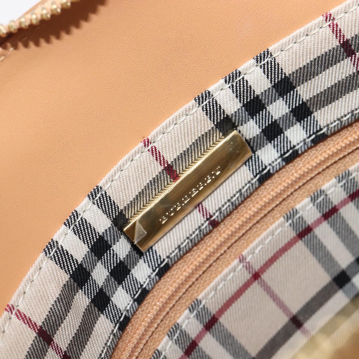 BURBERRY Hand Bag Leather Beige Gold Auth 206131A