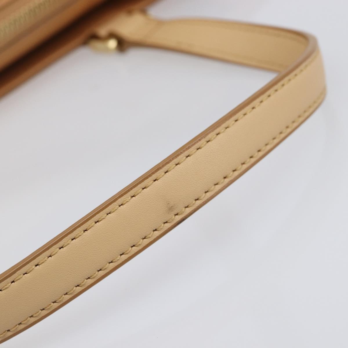 BURBERRY Hand Bag Leather Beige Gold Auth 206131A