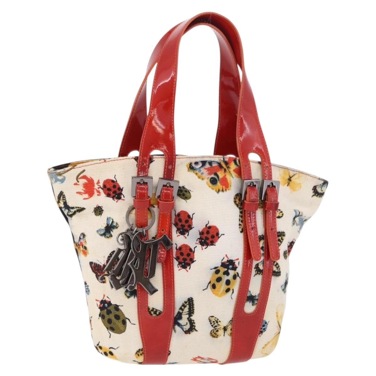 VERSACE Hand Bag Canvas Multicolor Silver Auth 206132