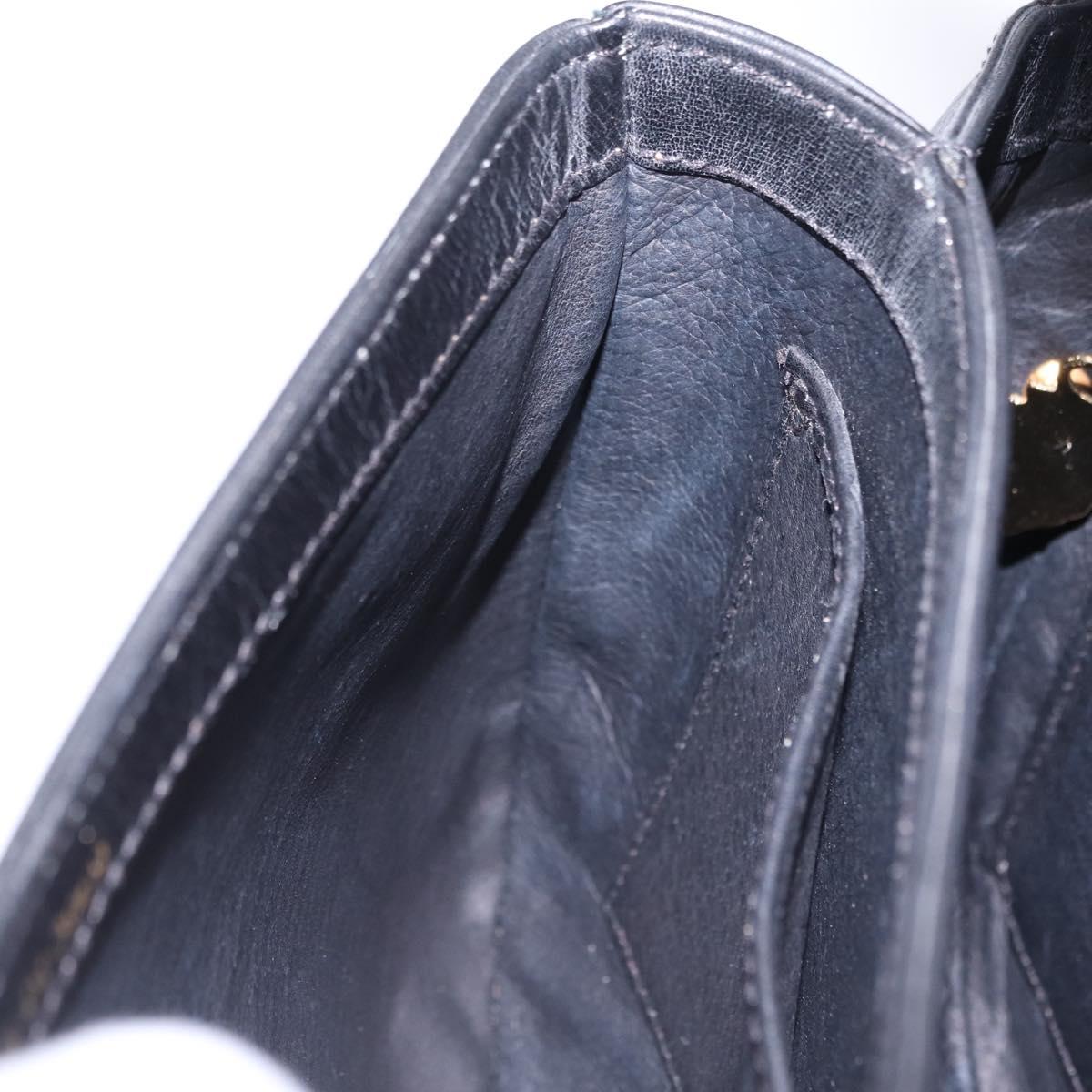 GUCCI Shoulder Bag Leather Black Gold Auth 206133