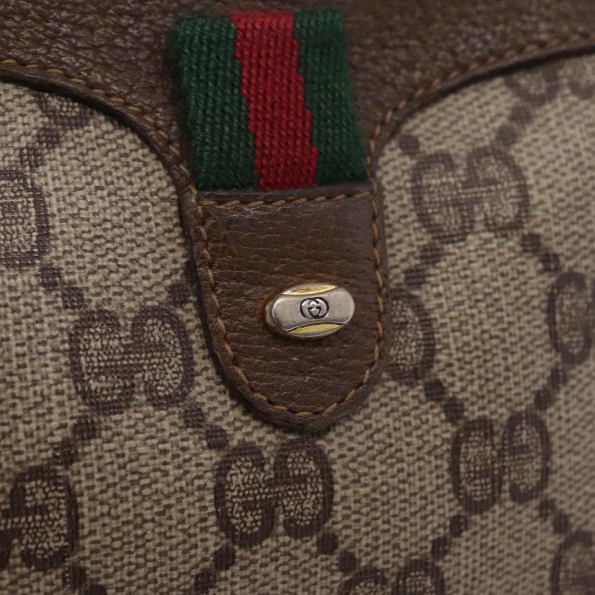 GUCCI GG Supreme Web Sherry Line Bag PVC Beige Gold 89 02 066 Auth 206137