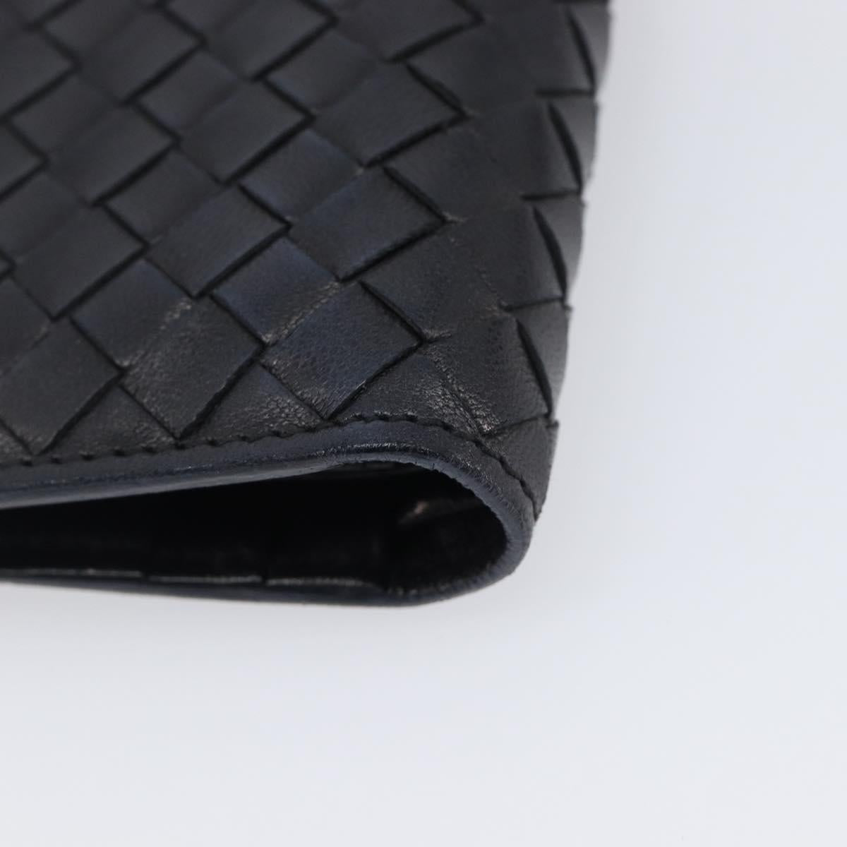 BOTTEGA VENETA INTRECCIATO Compact Wallet Leather Black Auth 206144A