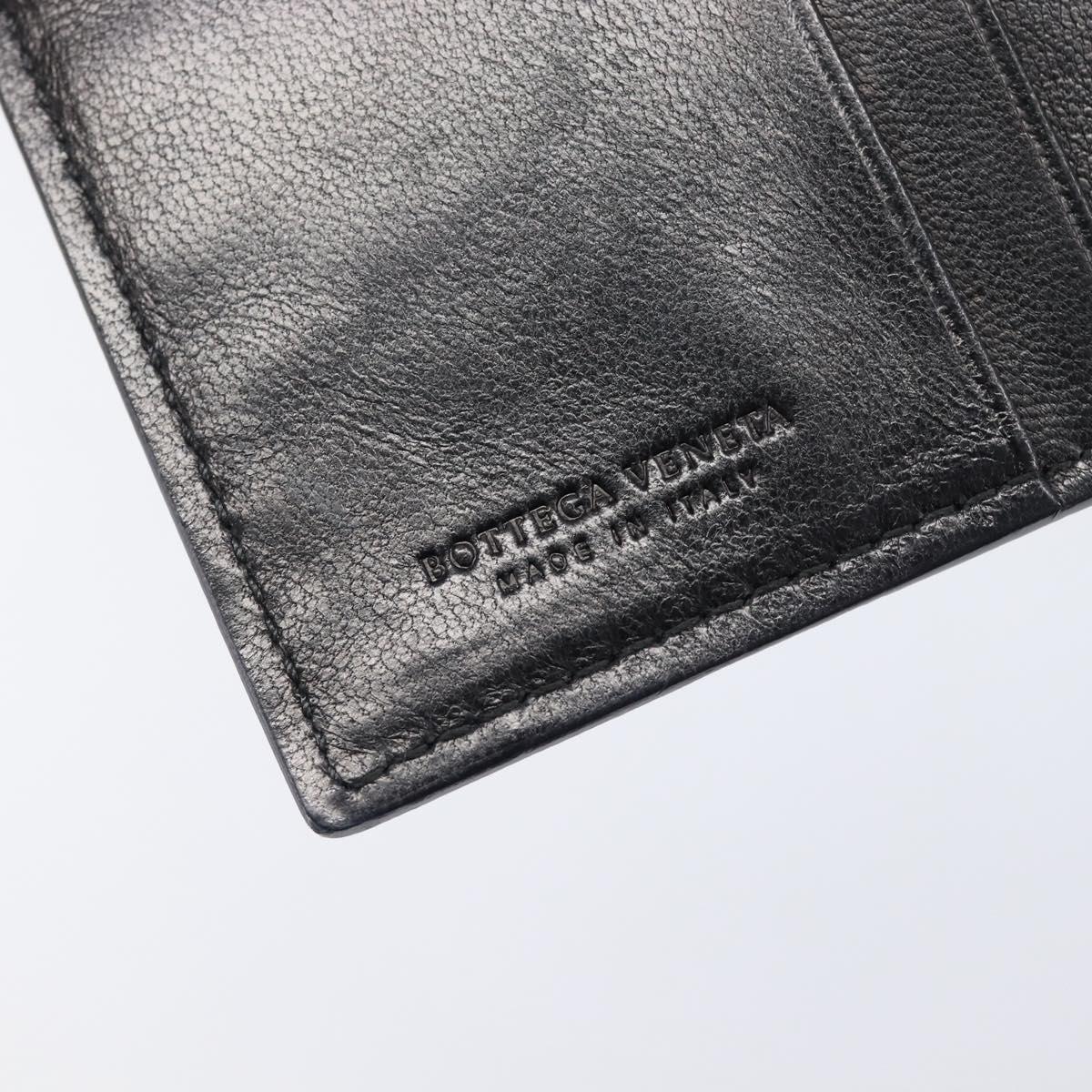 BOTTEGA VENETA INTRECCIATO Compact Wallet Leather Black Auth 206144A
