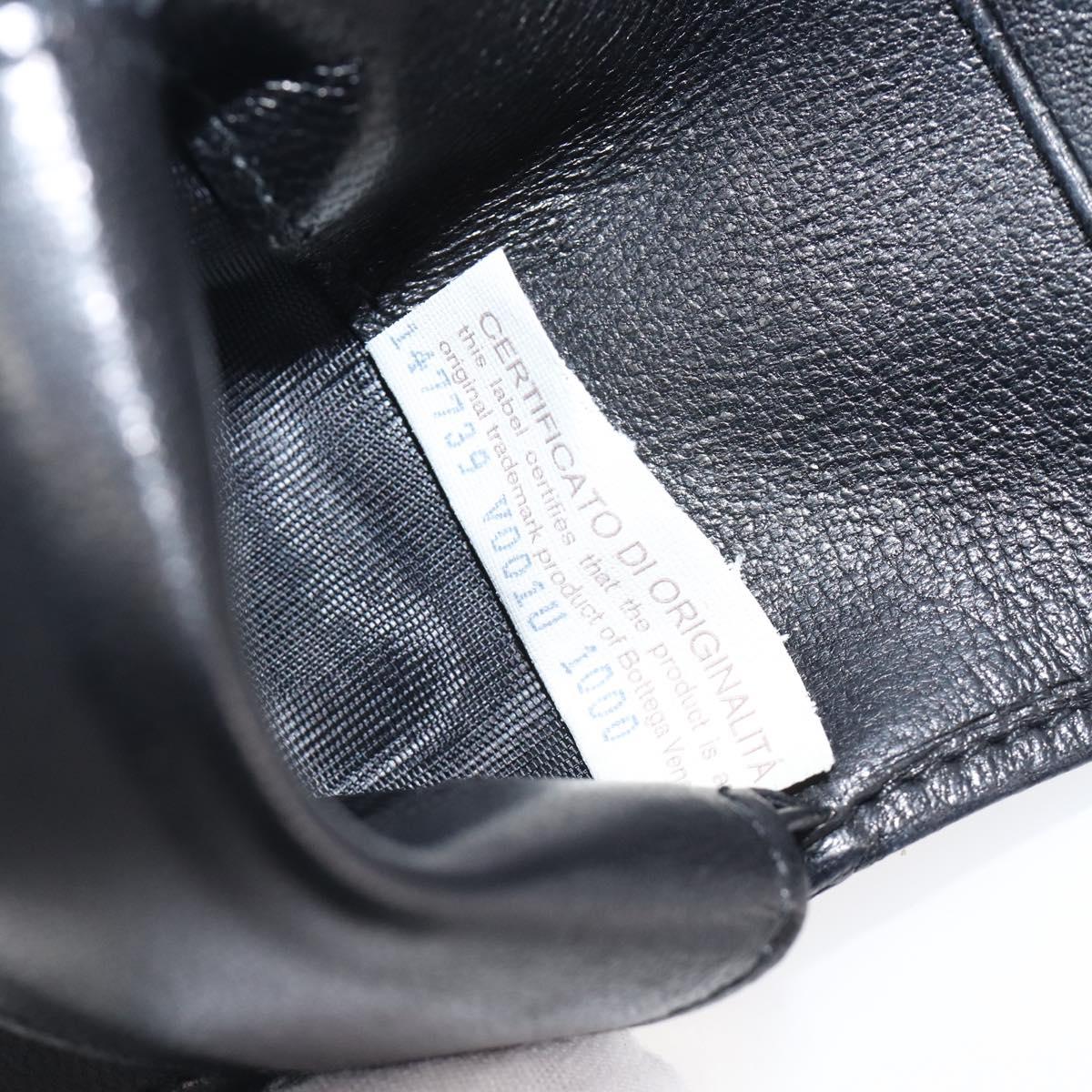 BOTTEGA VENETA INTRECCIATO Compact Wallet Leather Black Auth 206144A