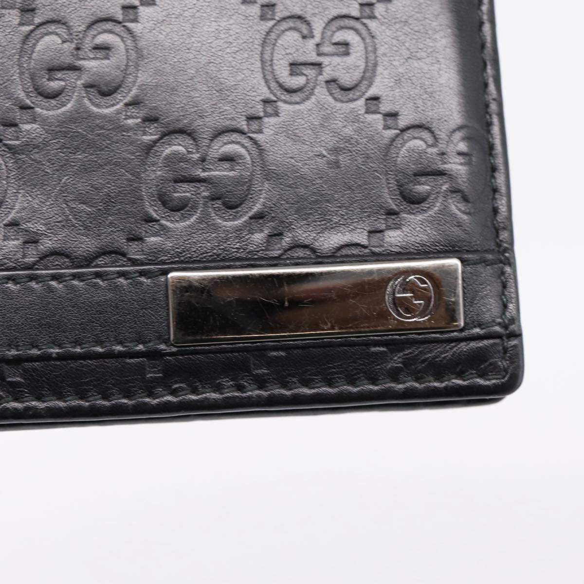 GUCCI GG Canvas Guccissima Compact Wallet Leather Black 233102 Auth 206146A