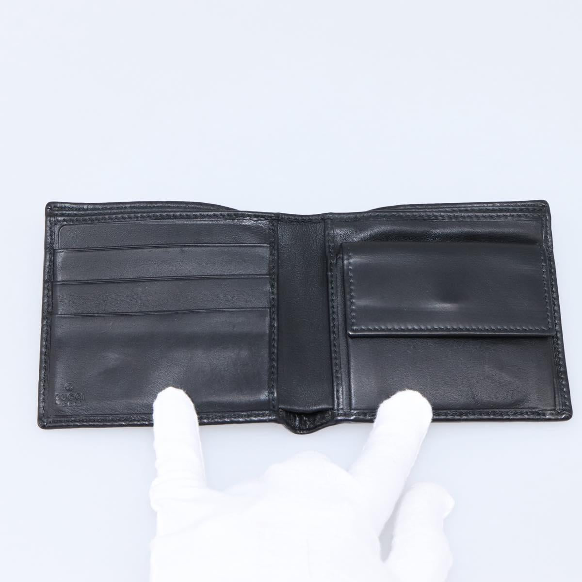 GUCCI GG Canvas Guccissima Compact Wallet Leather Black 233102 Auth 206146A