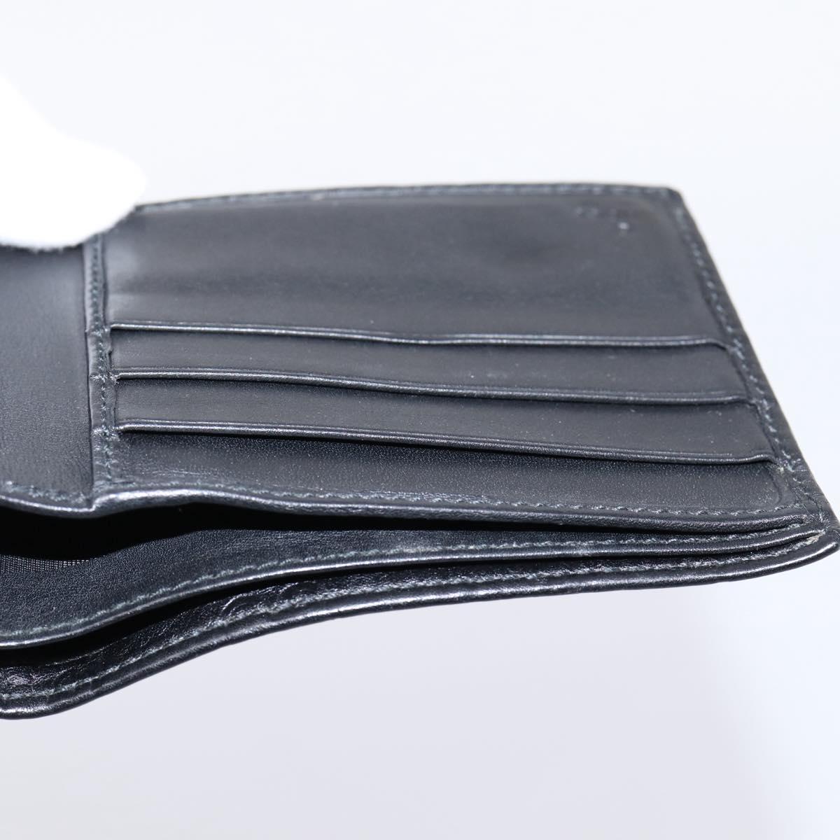 GUCCI GG Canvas Guccissima Compact Wallet Leather Black 233102 Auth 206146A