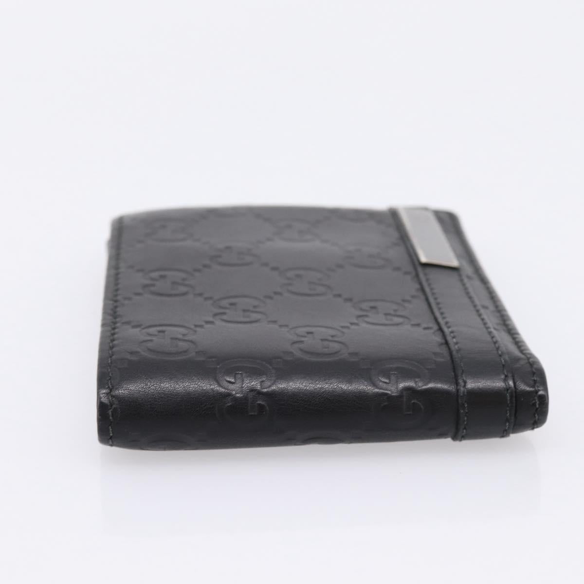GUCCI GG Canvas Guccissima Compact Wallet Leather Black 233102 Auth 206146A