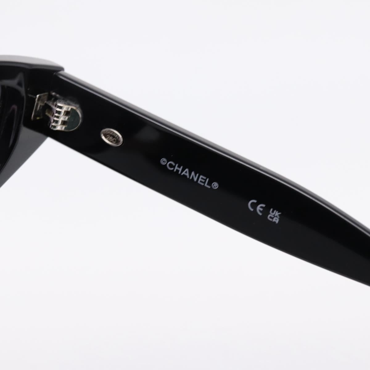 CHANEL COCO Mark Sunglasses Plastic Black CC Auth 206149M