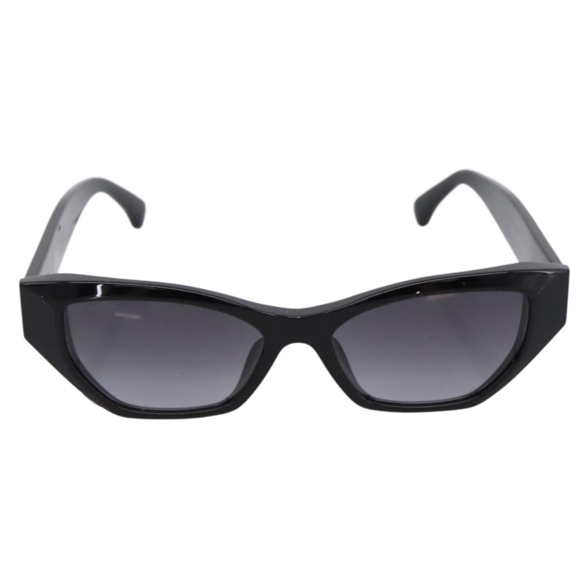 CHANEL COCO Mark Sunglasses Plastic Black CC Auth 206149M