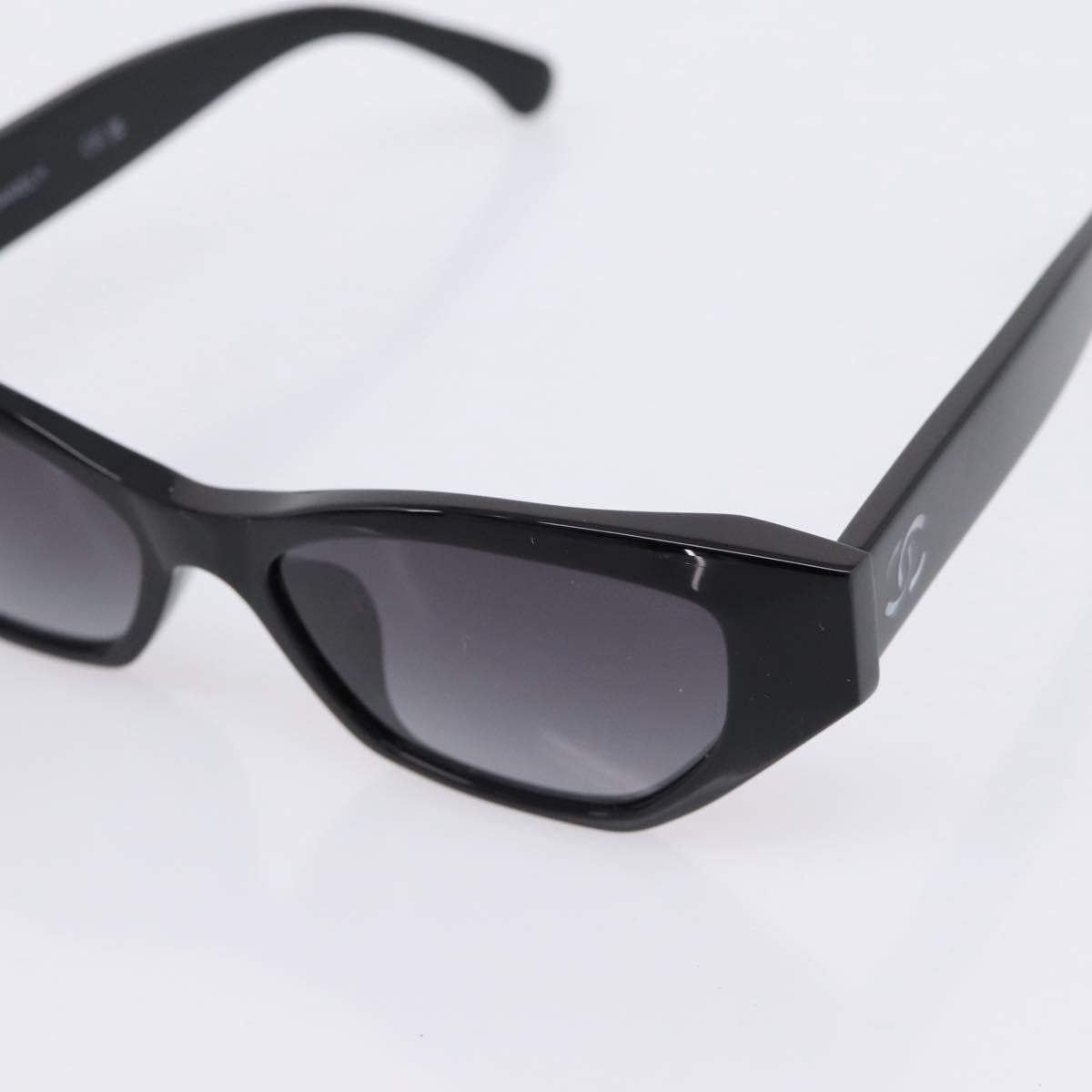 CHANEL COCO Mark Sunglasses Plastic Black CC Auth 206149M
