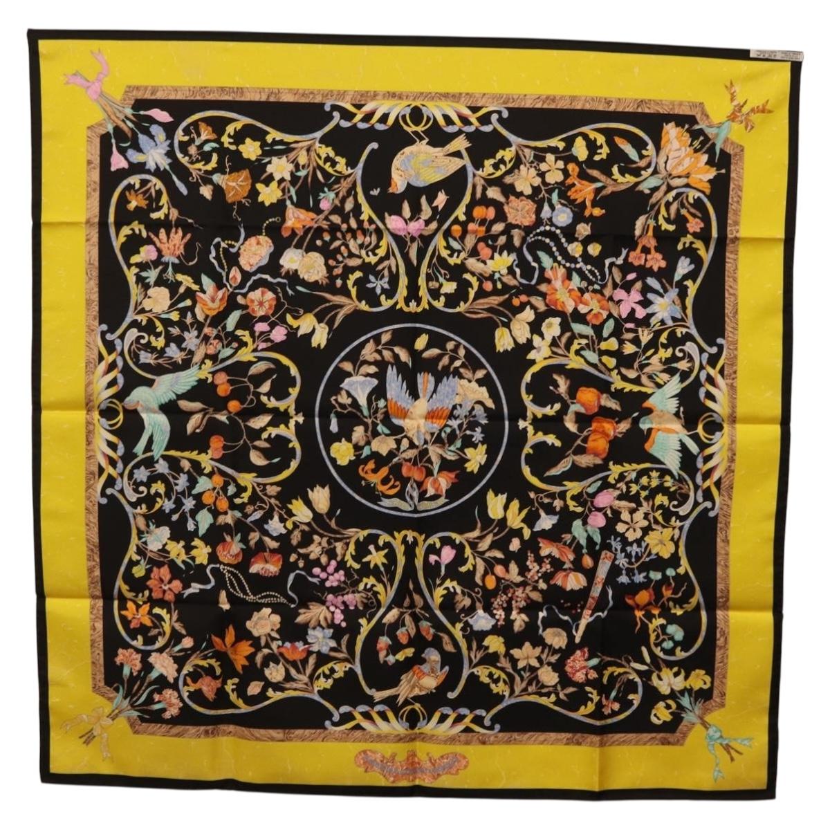 HERMES Carre 90 Scarf Silk Black Auth 206155M
