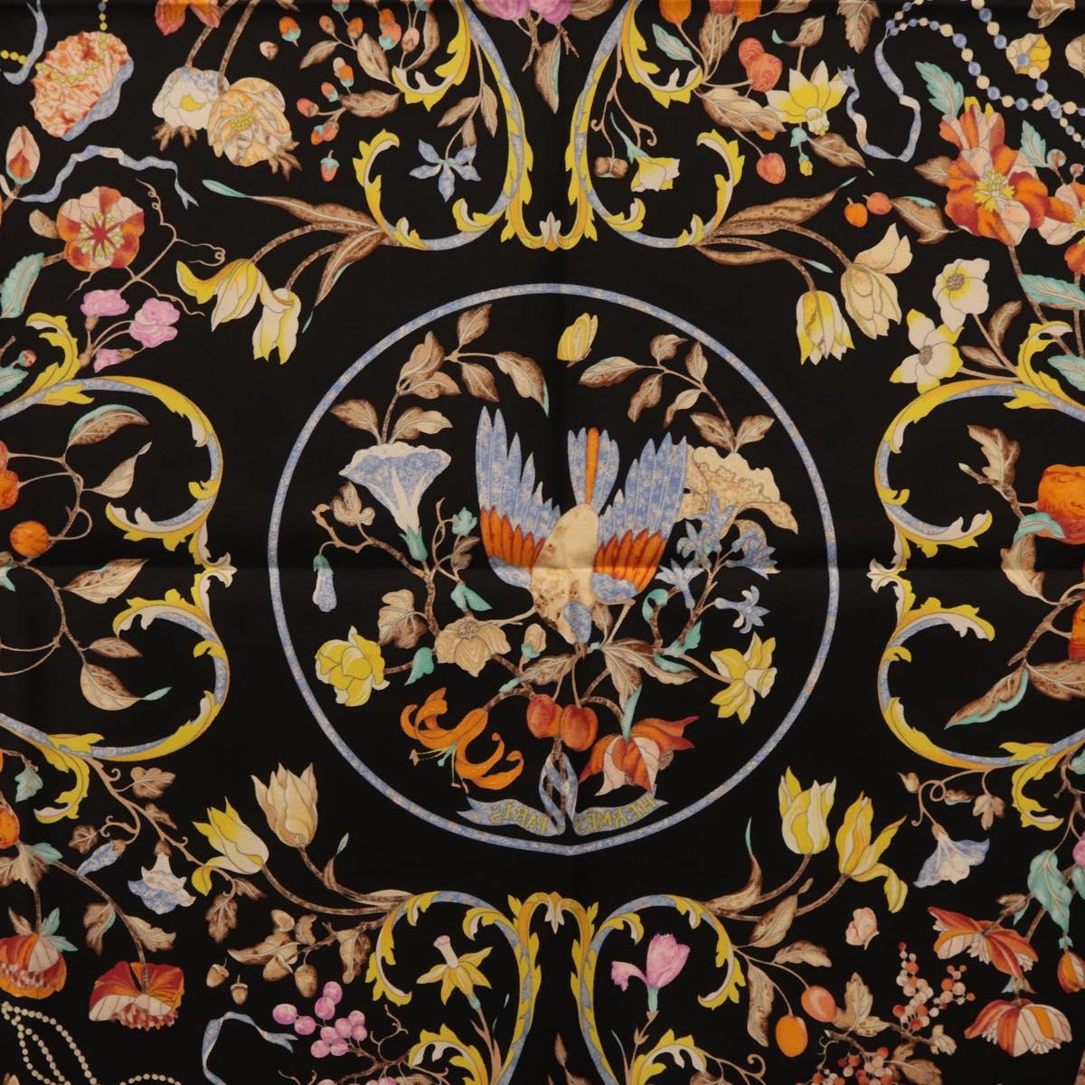HERMES Carre 90 Scarf Silk Black Auth 206155M