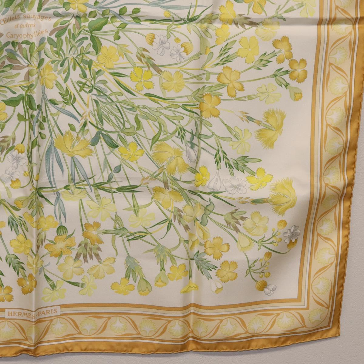 HERMES Carre 90 Scarf Silk Beige Auth 206156M