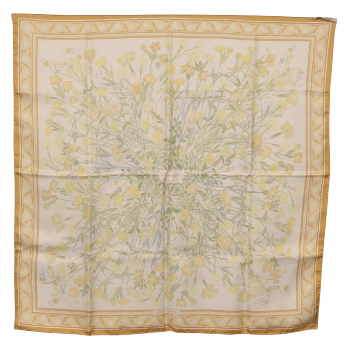HERMES Carre 90 Scarf Silk Beige Auth 206156M
