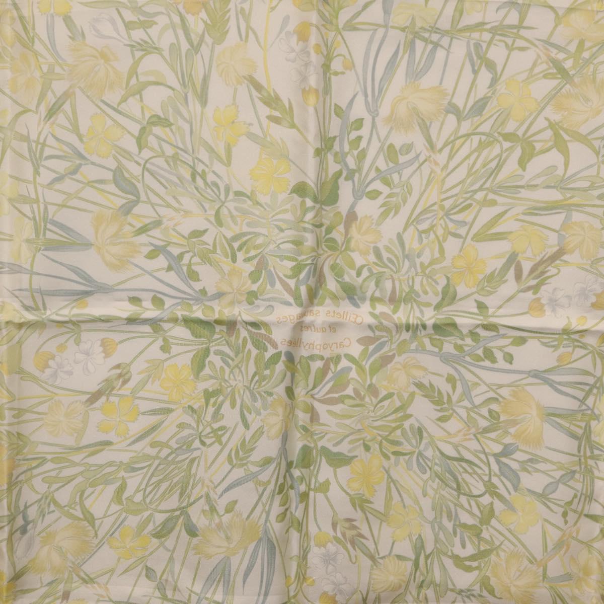 HERMES Carre 90 Scarf Silk Beige Auth 206156M