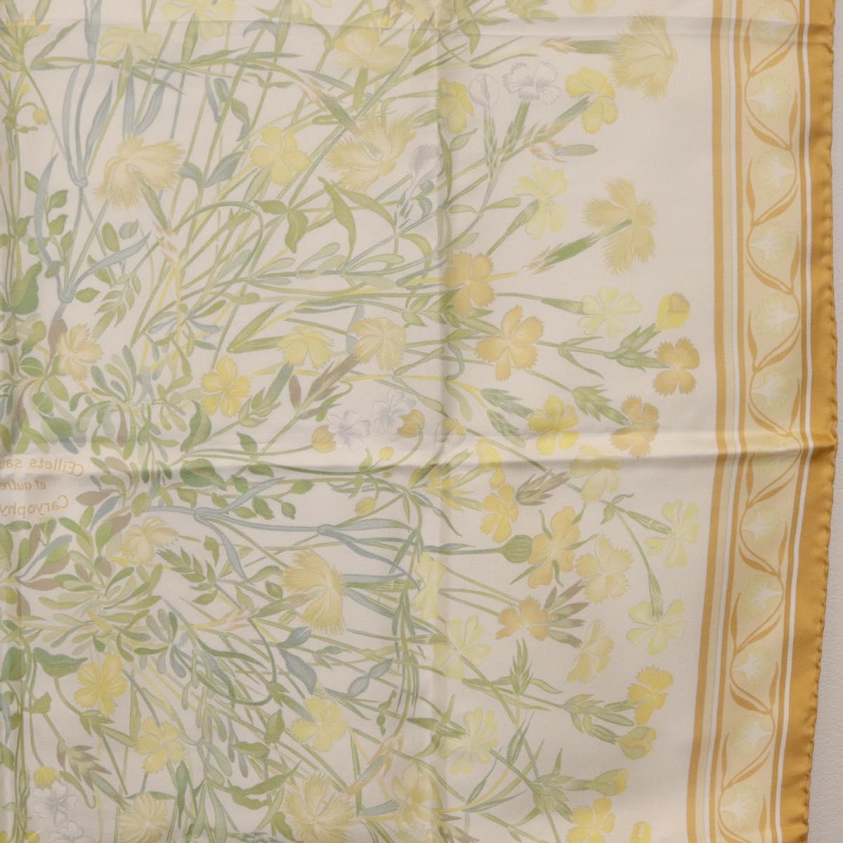 HERMES Carre 90 Scarf Silk Beige Auth 206156M