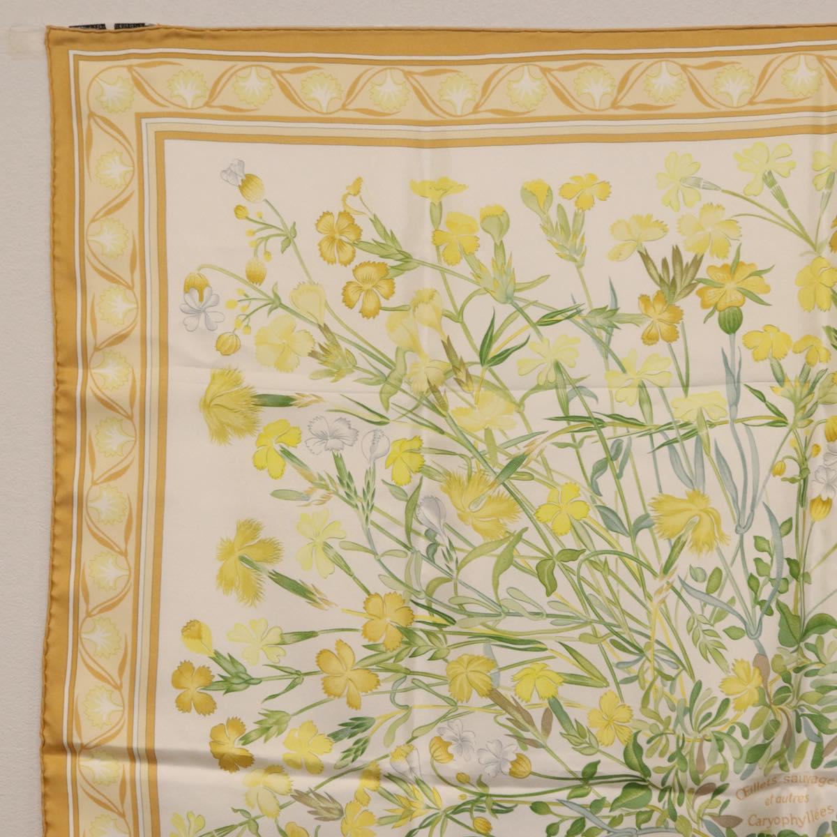 HERMES Carre 90 Scarf Silk Beige Auth 206156M