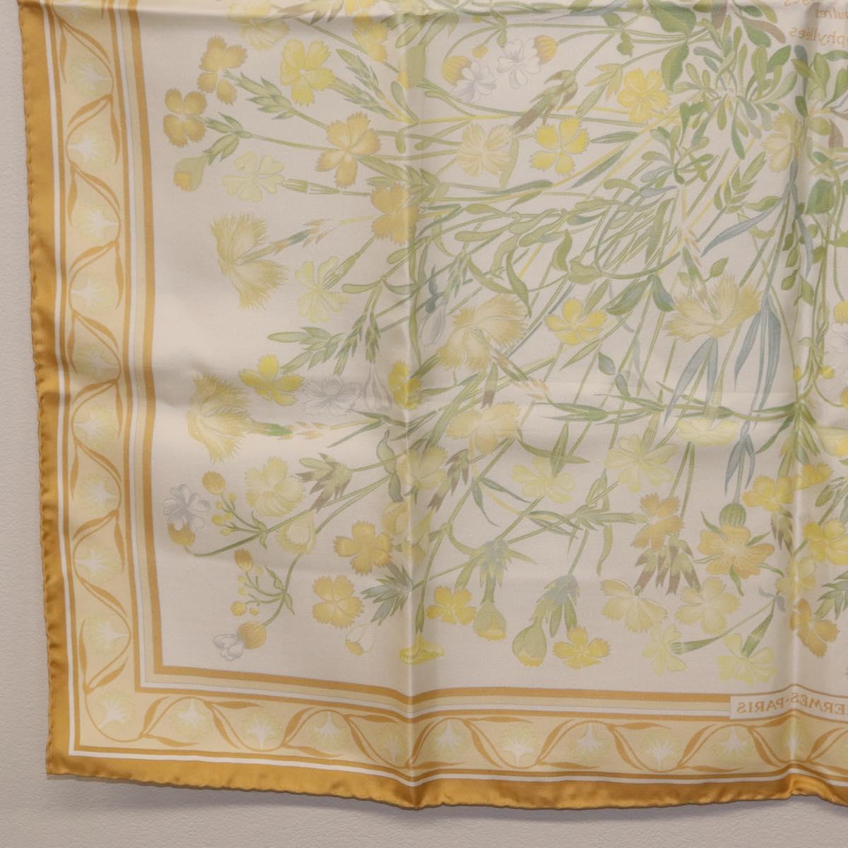 HERMES Carre 90 Scarf Silk Beige Auth 206156M