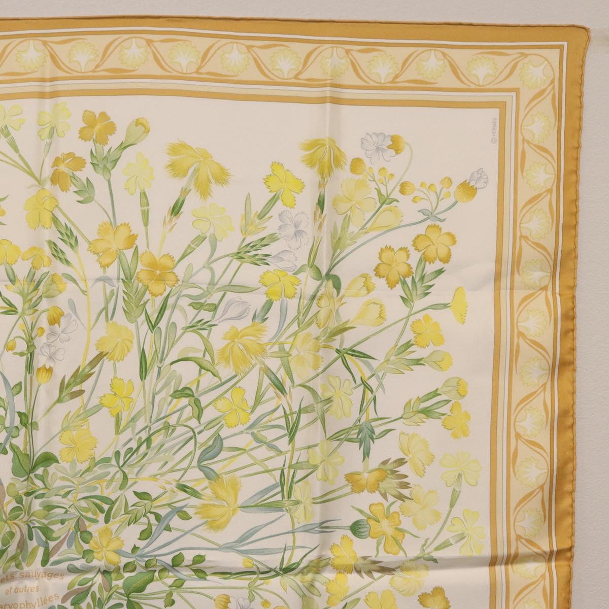 HERMES Carre 90 Scarf Silk Beige Auth 206156M