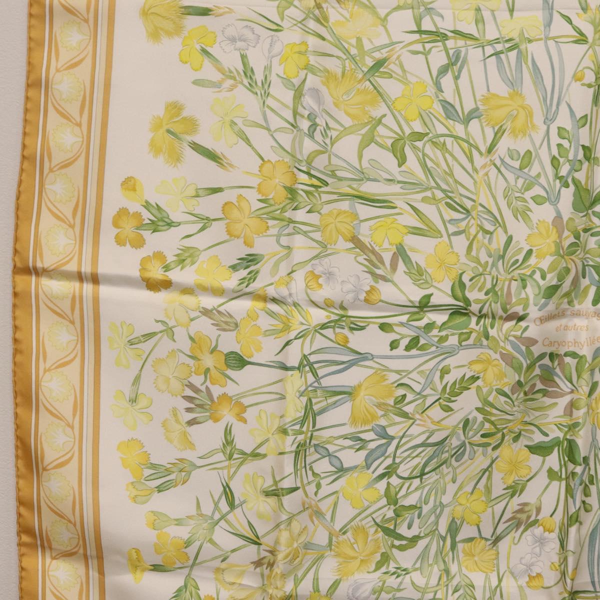 HERMES Carre 90 Scarf Silk Beige Auth 206156M