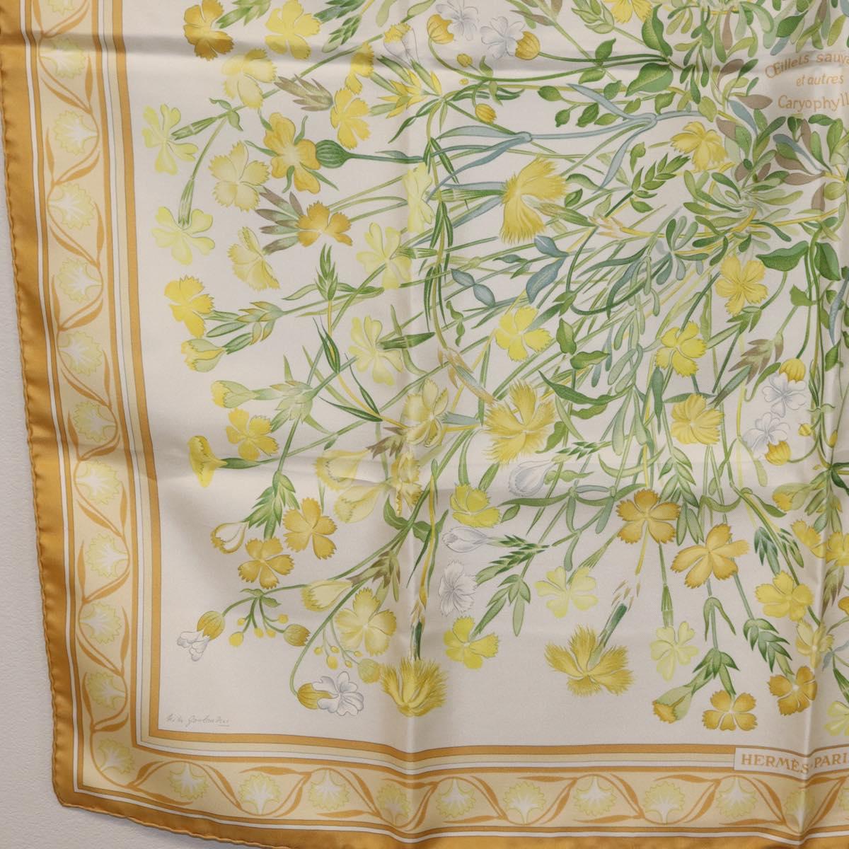 HERMES Carre 90 Scarf Silk Beige Auth 206156M
